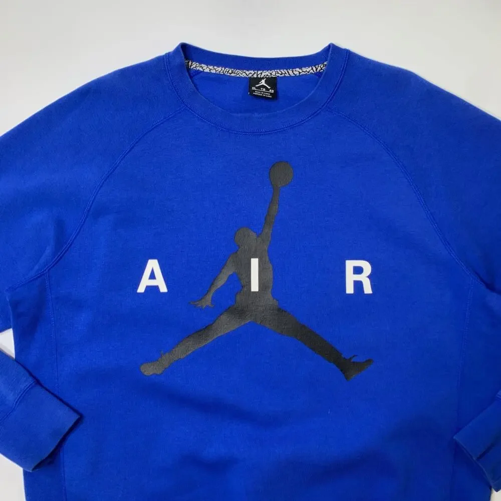 Nike Jordan Sweatshirt Mens Extra Large Harbor Blue Jumpman Brushed Crew Fleece